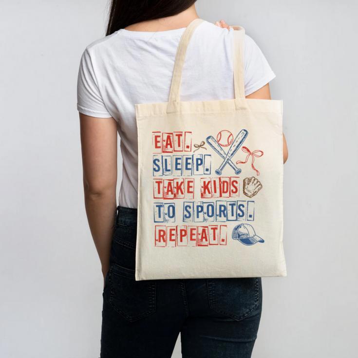 Retro Eat Sleep Take Kids To Sports Repeat Game Day Baseball Canvas Tote Bag Retro Eat Sleep Take Kids To Sports Repeat Game Day Baseball Canvas Tote Bag