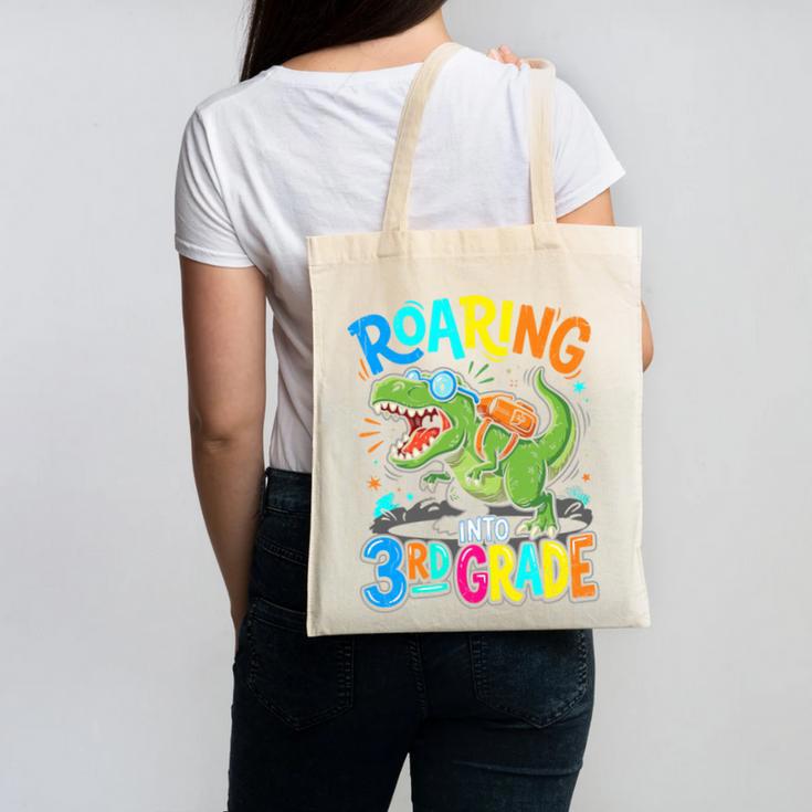 Roaring Into 3rd Grade Back To School Dinosaurus T-Rex Premium Tri-Blend Canvas Tote Bag