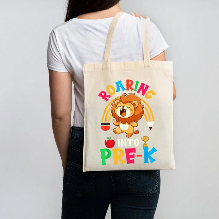 Roaring Into Pre-Kindergarten Lion Pre K Back To School Canvas Tote Bag