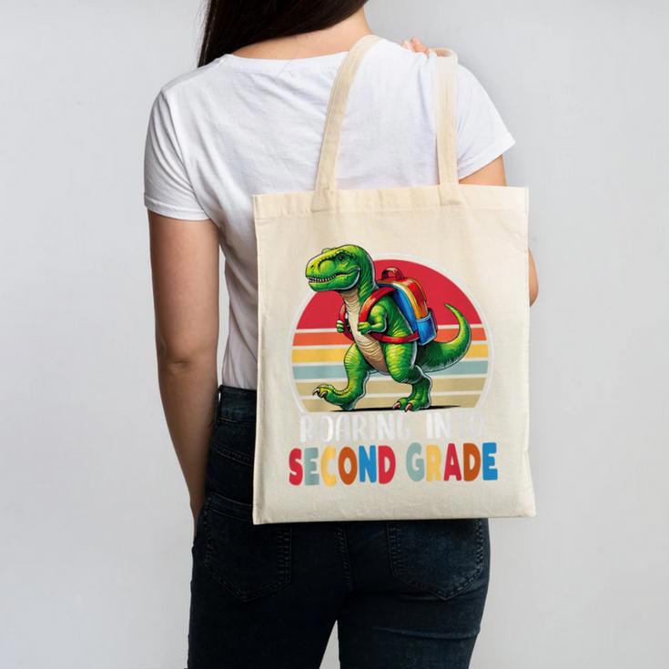 Roaring Into Second Grade T-Rex Back To School 2nd Grade Premium Tri-Blend Canvas Tote Bag