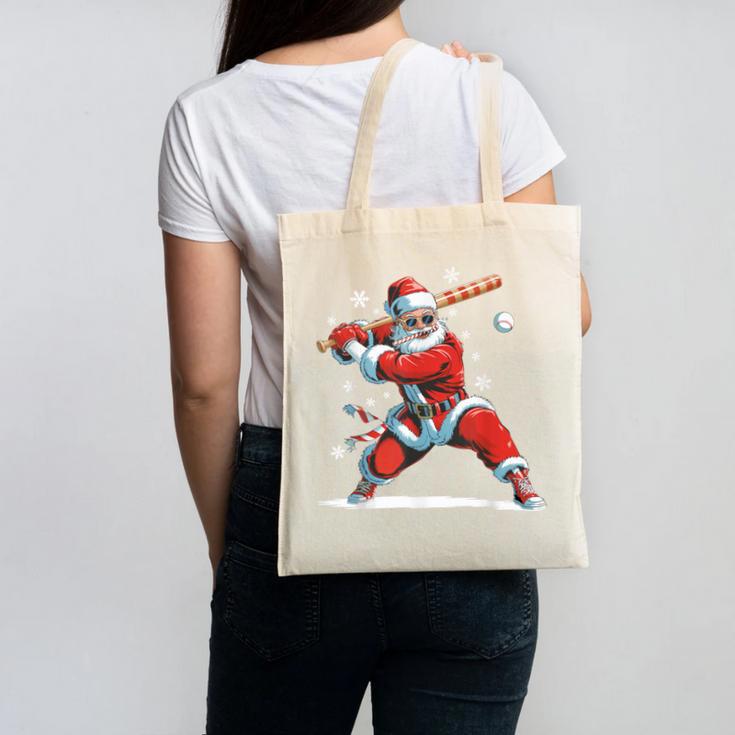 Santa Playing Baseball Christmas Candy Cane Fun Xmas Holiday Canvas Tote Bag Santa Playing Baseball Christmas Candy Cane Fun Xmas Holiday Canvas Tote Bag