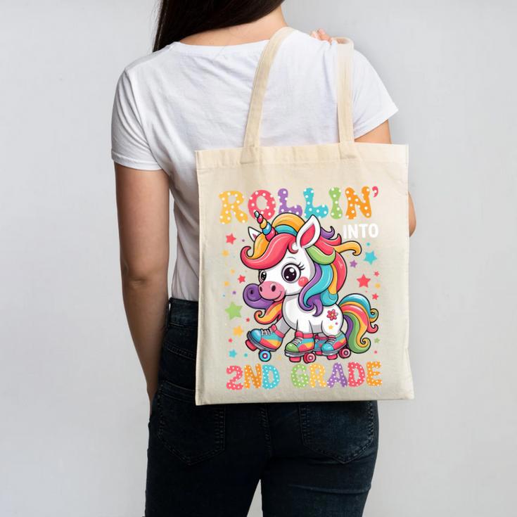 Second Grade Back To School First Day Girls Rollin Unicorn Canvas Tote Bag Second Grade Back To School First Day Girls Rollin Unicorn Canvas Tote Bag