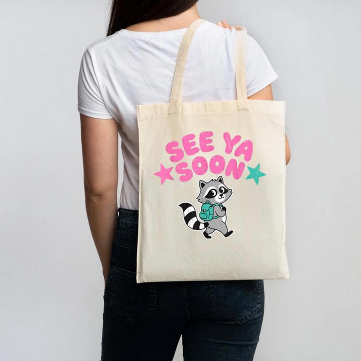 See Ya Soon Summer Cute Raccoon Back To School Kids Student Canvas Tote Bag See Ya Soon Summer Cute Raccoon Back To School Kids Student Canvas Tote Bag