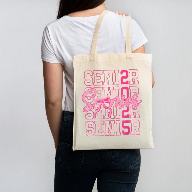 Senior 2025 Coquette Pink Bow Class Of 2025 Back To School Canvas Tote Bag Senior 2025 Coquette Pink Bow Class Of 2025 Back To School Canvas Tote Bag