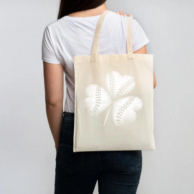 Shamrock Irish Green St Patrick's Baseball Softball Canvas Tote Bag