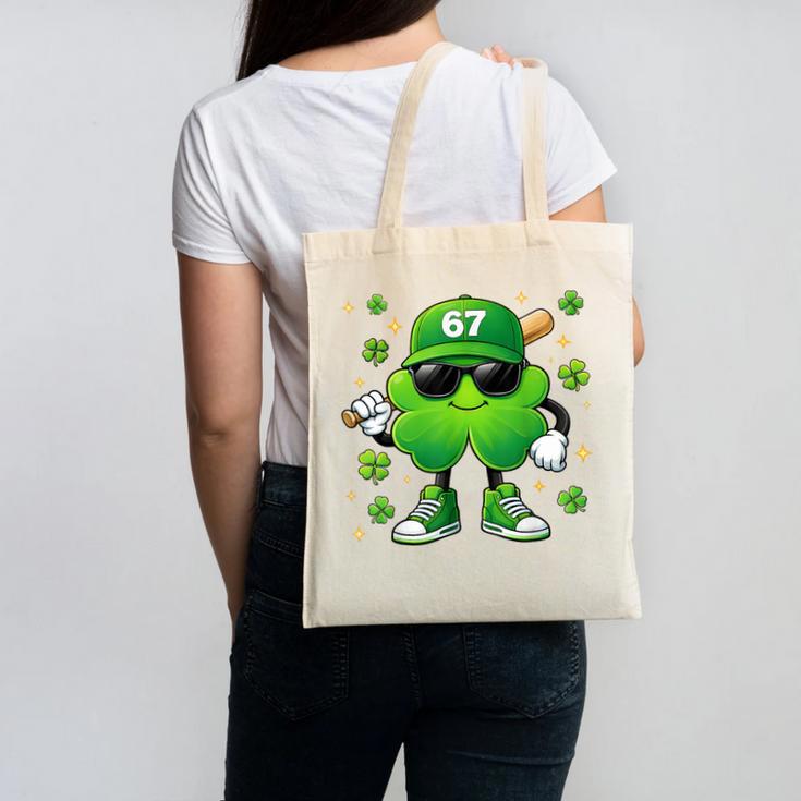 Shamrocks Playing Baseball St Patricks Day 6 7 Meme Men Boys Canvas Tote Bag