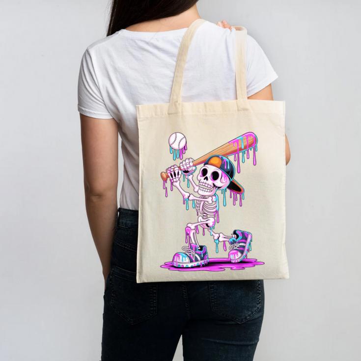 Skeleton Baseball Drip Boys Youth Kids Halloween Canvas Tote Bag Skeleton Baseball Drip Boys Youth Kids Halloween Canvas Tote Bag