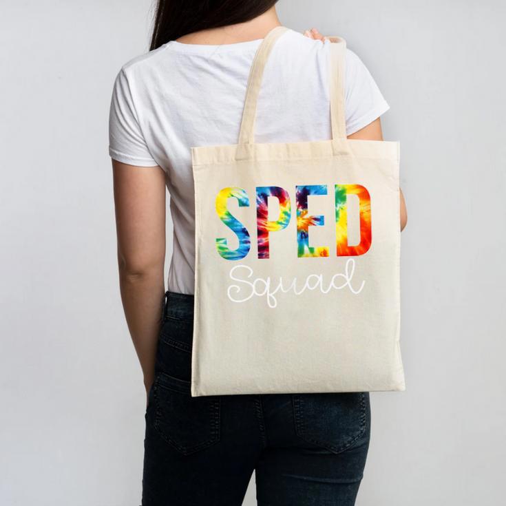 Sped Squad For Work Tie Dye Back To School Appreciation Day Canvas Tote Bag