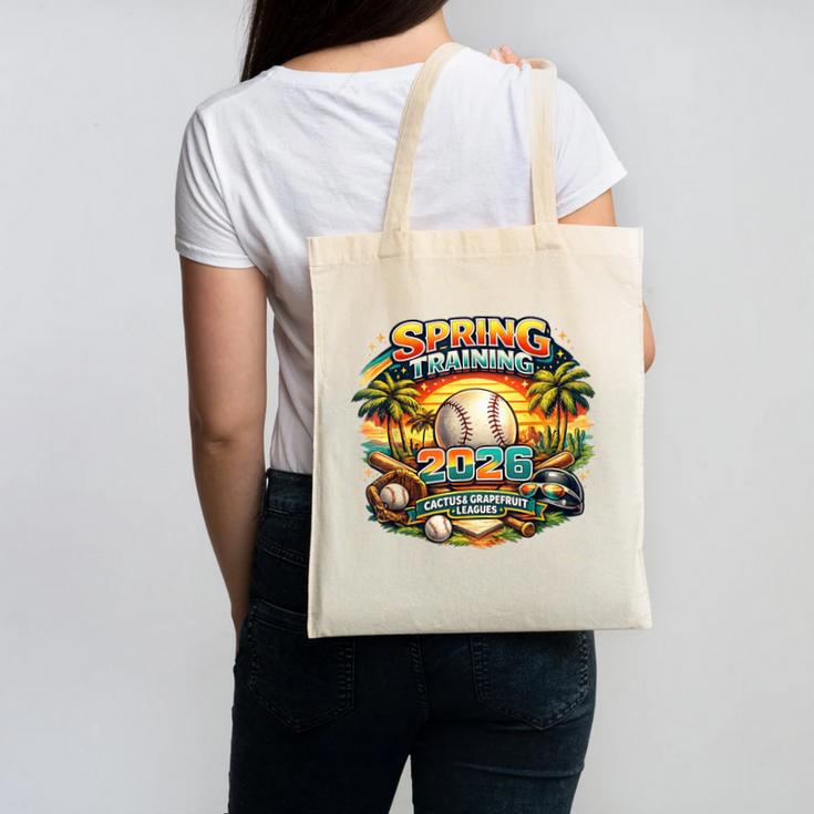 Spring Training 2026 Retro Baseball Palm Cactus Canvas Tote Bag Spring Training 2026 Retro Baseball Palm Cactus Canvas Tote Bag