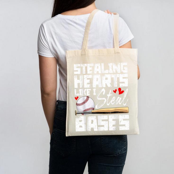 Stealing Hearts Like I Steal Bases Baseball Valentines Canvas Tote Bag