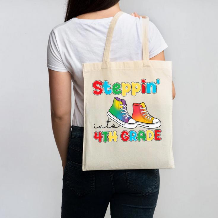 Steppin Into Fourth Grade Back To School First Day 4th Grade Canvas Tote Bag