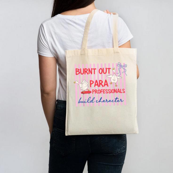 Striped Burnt Out Para Paraprofessional Back To School Canvas Tote Bag