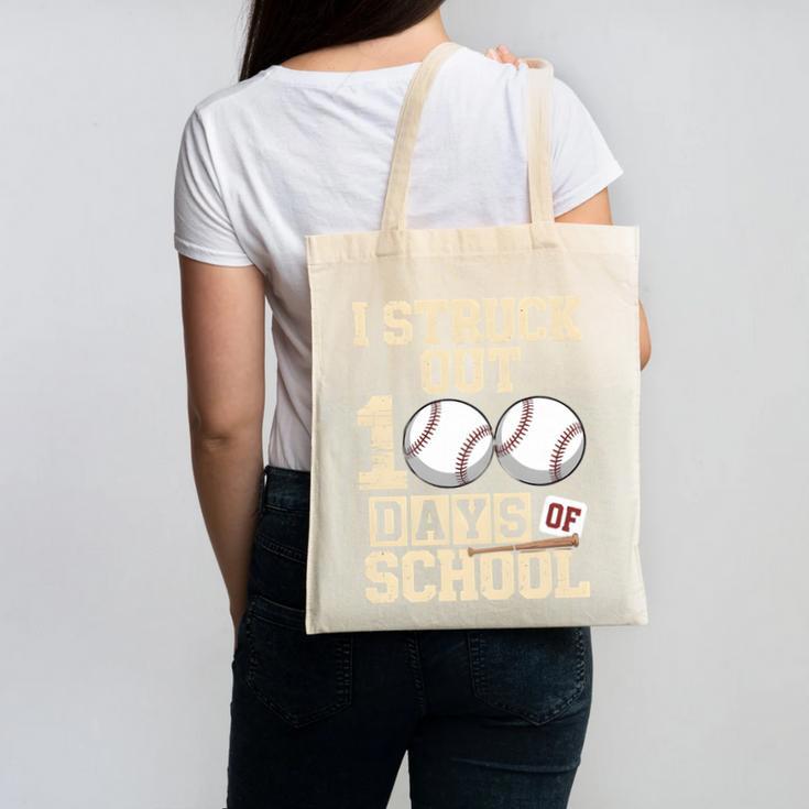 I Struck Out 100 Days Of School Baseball Fan Students Batter Premium Tri-Blend Canvas Tote Bag