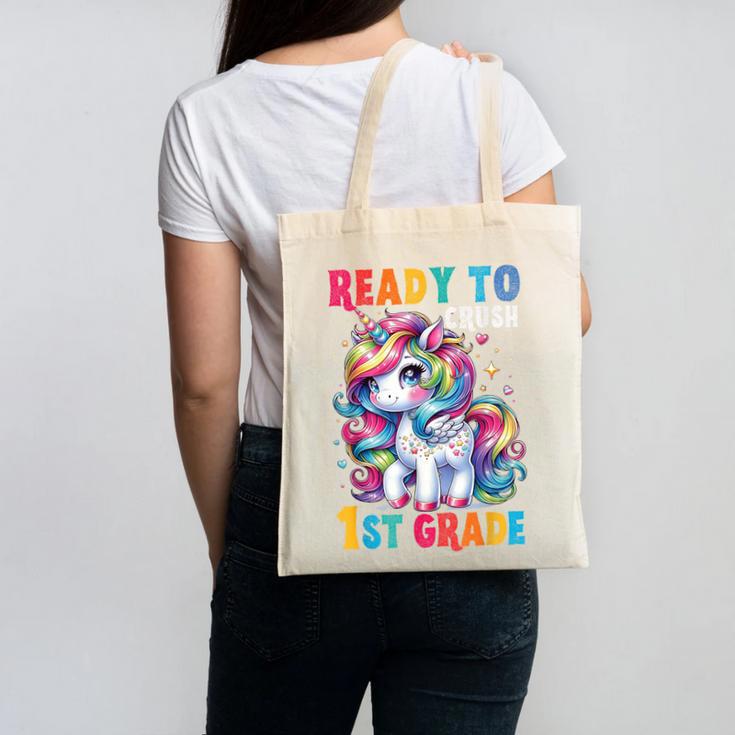 Student Unicorn Ready Back To School Crush 1st Grade Girls Canvas Tote Bag