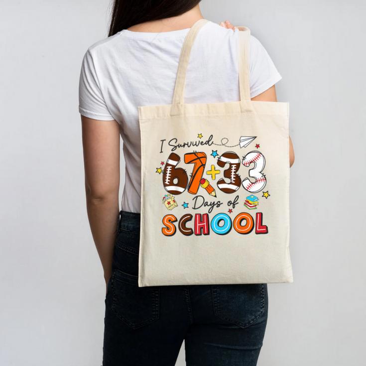I Survived 67 33 Days Of School Baseball Basketball Football Canvas Tote Bag