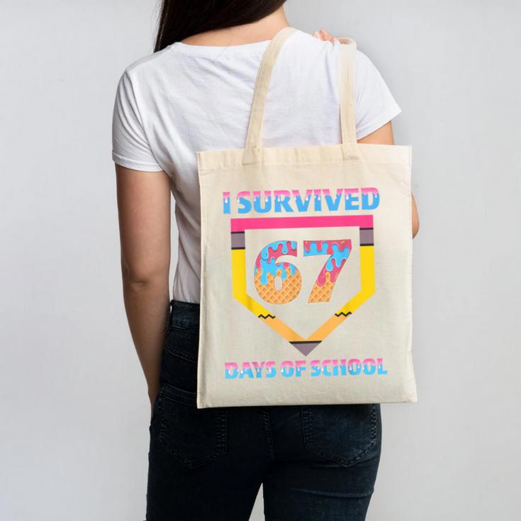 I Survived 67 Days Of School Baseball Trend For Boys Girls Canvas Tote Bag I Survived 67 Days Of School Baseball Trend For Boys Girls Canvas Tote Bag