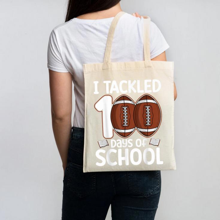 I Tackled 100 Days Of School Baseball Player Kids Teacher Canvas Tote Bag