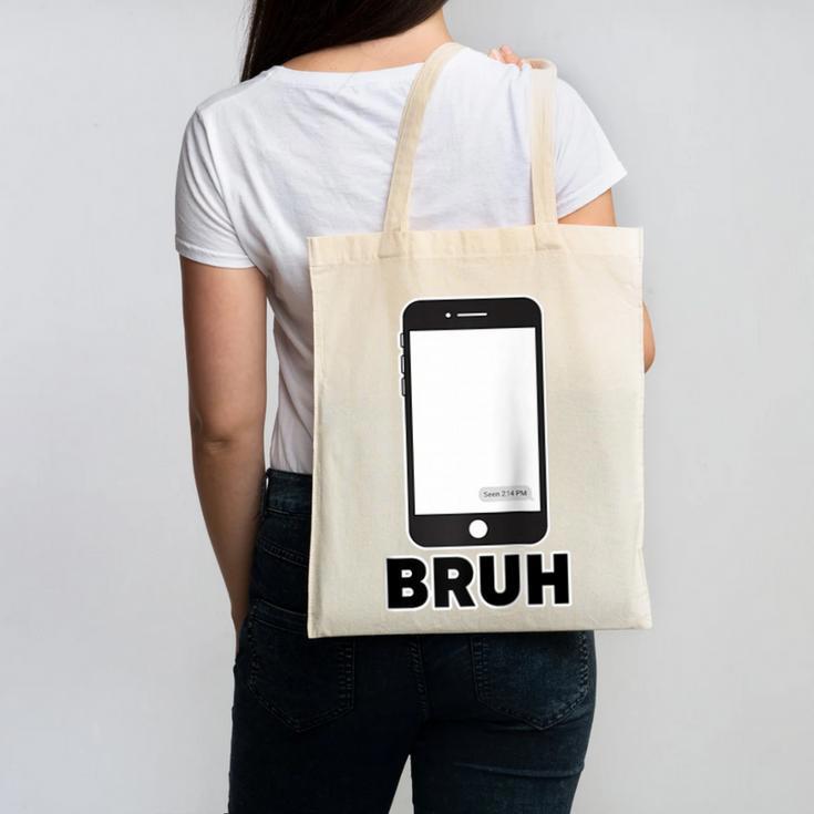 Texted First Bruh Seen Message Valentine's Day Humor Raglan Baseball Tee Canvas Tote Bag