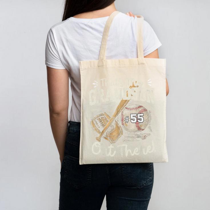 That's My Grandson Out There Jersey Number 55 Baseball Canvas Tote Bag That's My Grandson Out There Jersey Number 55 Baseball Canvas Tote Bag