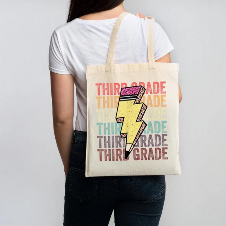Third Grade Lightning Bolt Pencil 1st Day Of Back To School Canvas Tote Bag