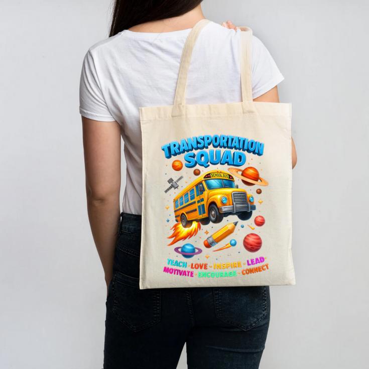 Transportation Squad School Bus Back To School Retro Canvas Tote Bag Transportation Squad School Bus Back To School Retro Canvas Tote Bag