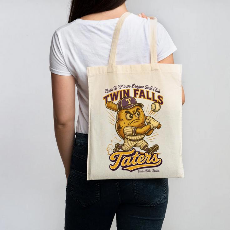 Twin Falls Taters Minor League Baseball Team Canvas Tote Bag
