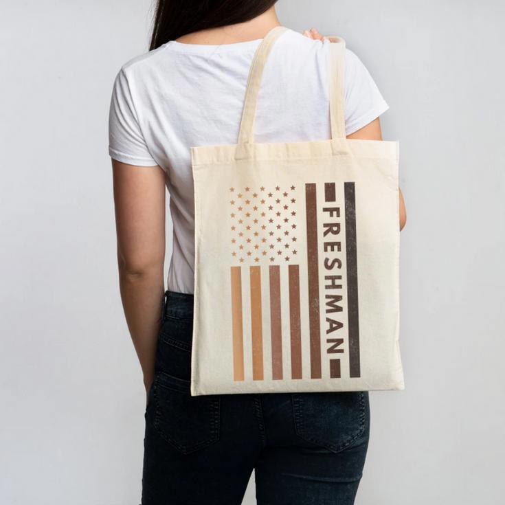 USA Flag Freshman 9th Ninth Grade Back To School Juneteenth Canvas Tote Bag