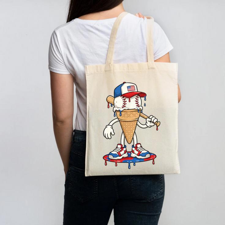 USA Patriotic Baseball Ice Cream Cone Freedom Canvas Tote Bag USA Patriotic Baseball Ice Cream Cone Freedom Canvas Tote Bag