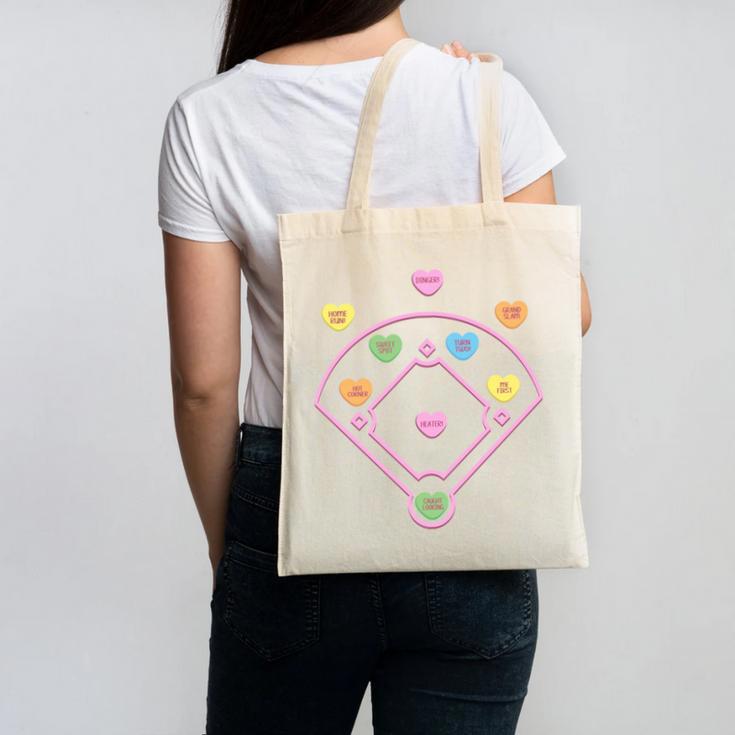 Valentine Heart Love Cute Baseball Softball Lover Sayings Canvas Tote Bag