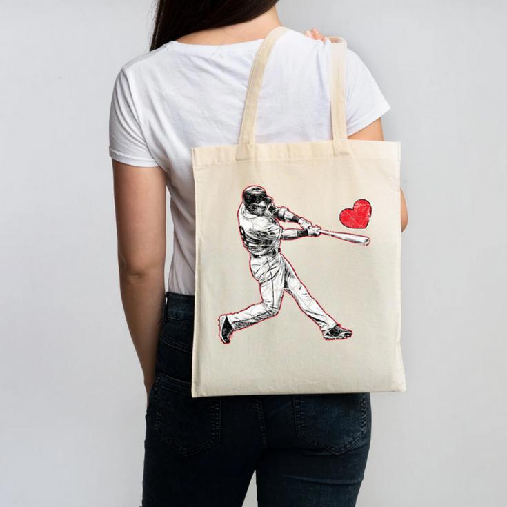 Valentines Baseball Batter Heart Player Silhouette Premium Tri-Blend Canvas Tote Bag
