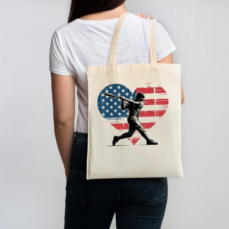 Valentines Baseball Batter Silhouette Heart Men Boys Kid Canvas Tote Bag