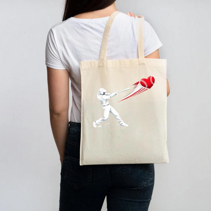 Valentines Day Baseball Batter Silhouette Heart Canvas Tote Bag Valentines Day Baseball Batter Silhouette Heart Canvas Tote Bag