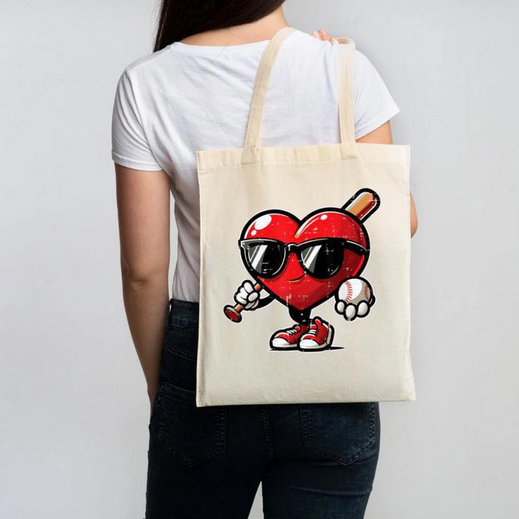 Valentines Day Baseball Heart Bat Sunglasses Men Boys Kids Canvas Tote Bag Valentines Day Baseball Heart Bat Sunglasses Men Boys Kids Canvas Tote Bag