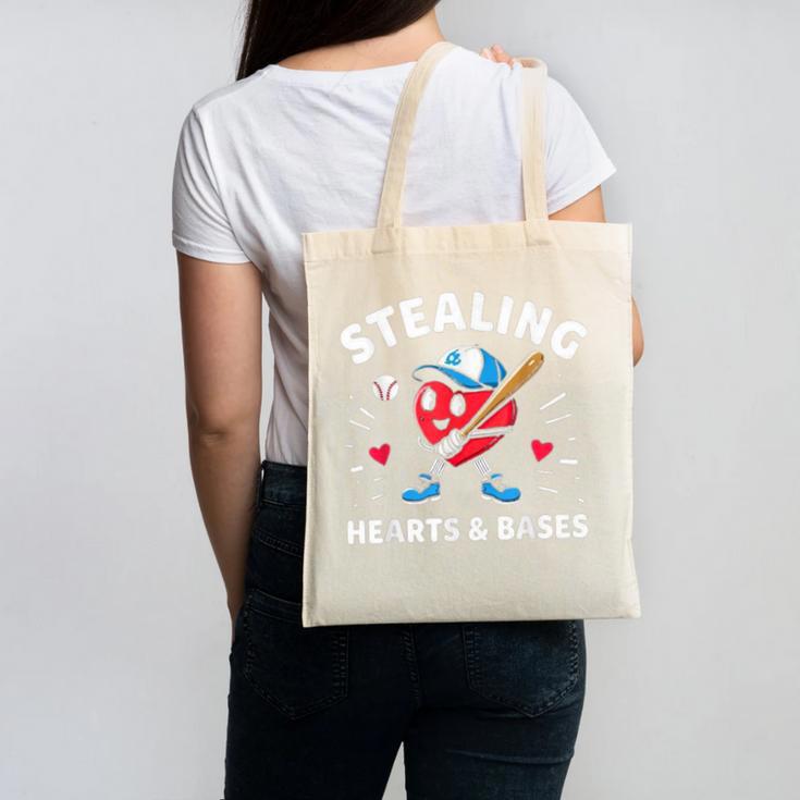 Valentines Day Baseball Stealing Hearts Bases Boys Kids Men Canvas Tote Bag
