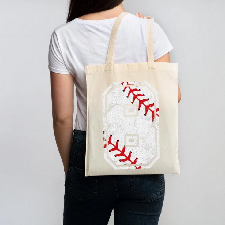 Vintage Baseball 8 Jersey Number 8 Canvas Tote Bag
