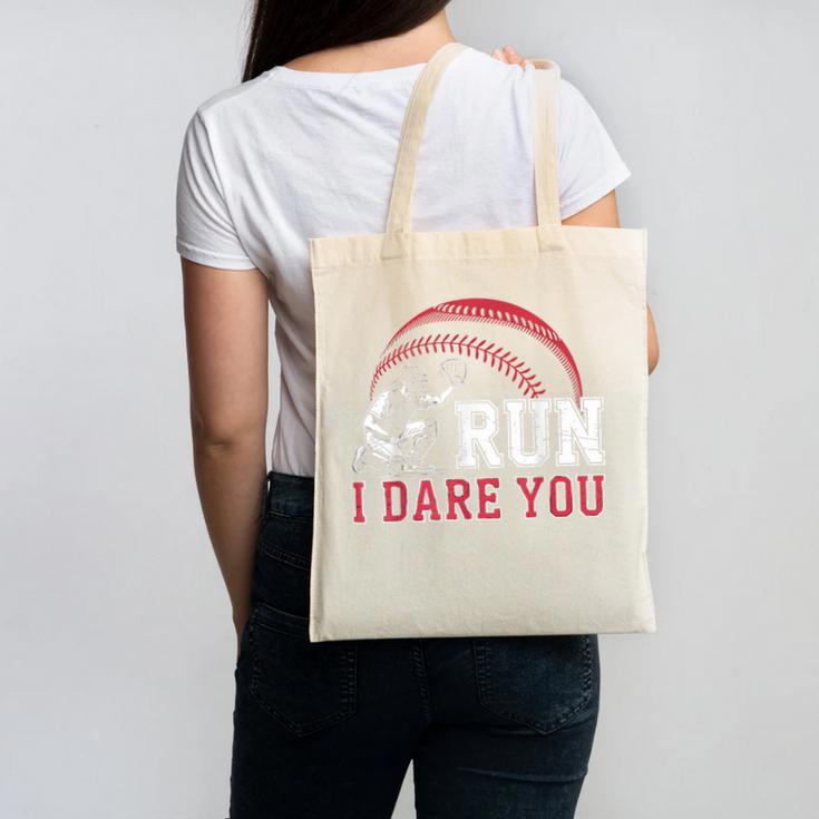 Vintage Humor Baseball Apparel Run I Dare You Canvas Tote Bag