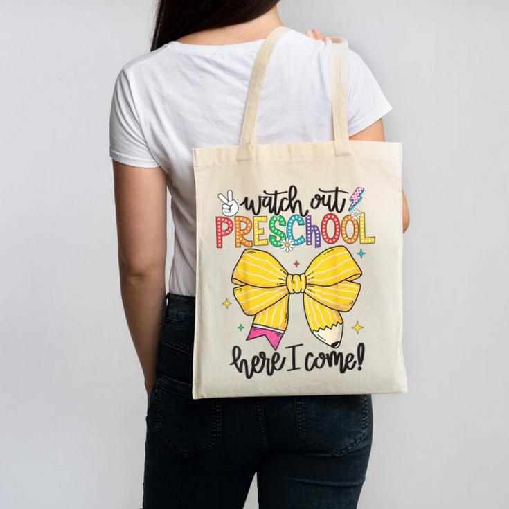 Watch Out Pre-K Here I Come Preschool Back To School Canvas Tote Bag
