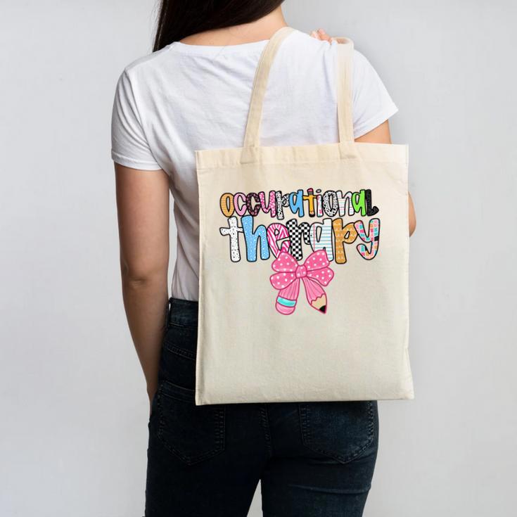 Women Occupational Therapy OT Pencil Bow Back To School COTA Canvas Tote Bag