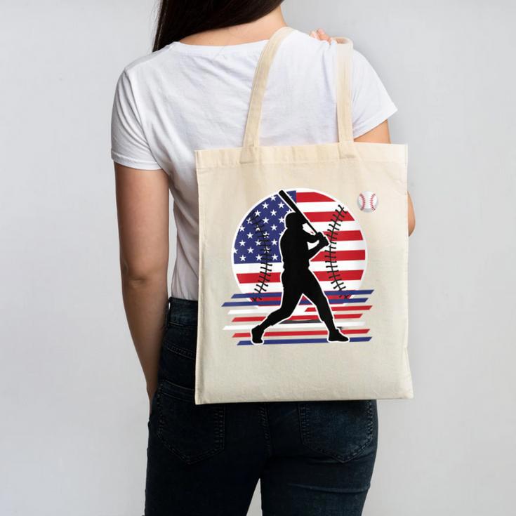 Women's Batter Patriotic American Flag Baseball Silks Canvas Tote Bag