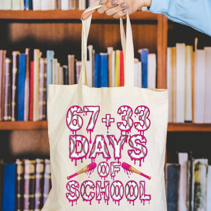 100 Days Of School Baseball Boys Six Seven Drip 100th Day Canvas Tote Bag