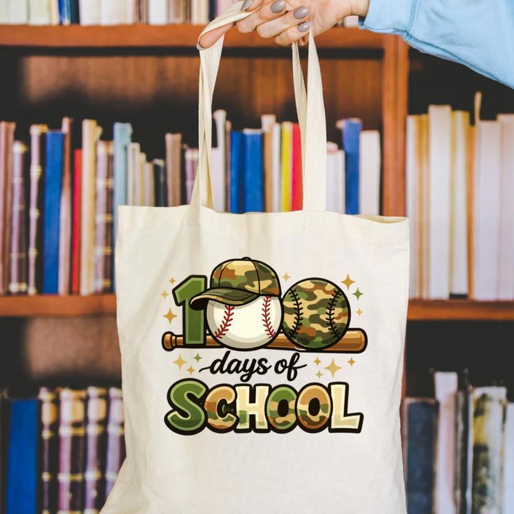 100 Days Of School Baseball Camo School Teacher Boy Canvas Tote Bag 100 Days Of School Baseball Camo School Teacher Boy Canvas Tote Bag