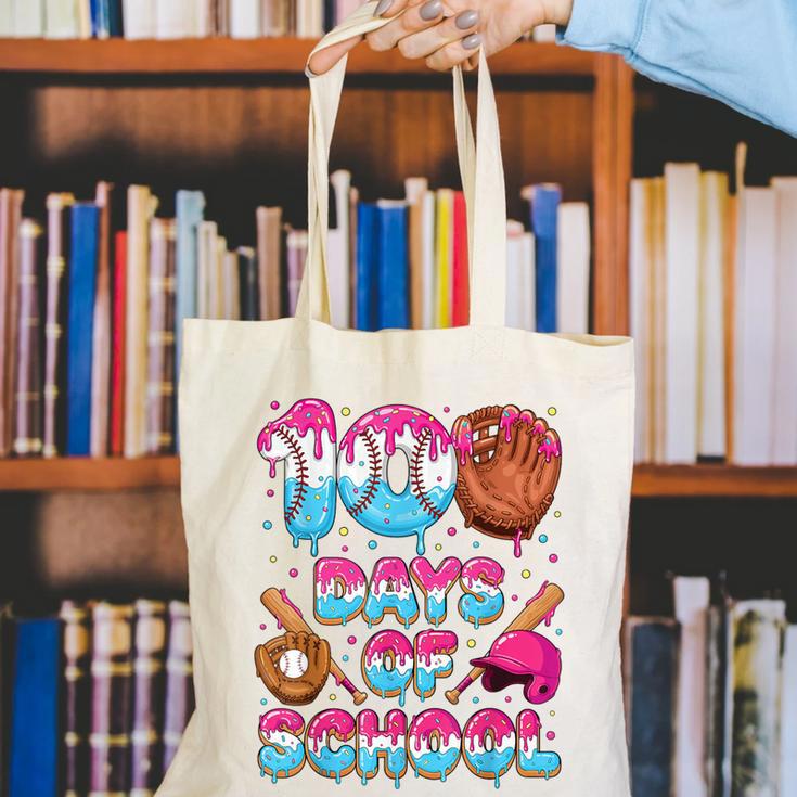 100 Days Of School Baseball Donut Dripping Teacher Boys Kids Canvas Tote Bag