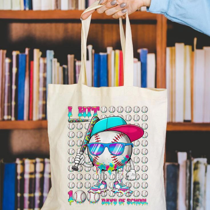 100 Days Of School Baseball Drip Ice Cream Boys Kids Canvas Tote Bag