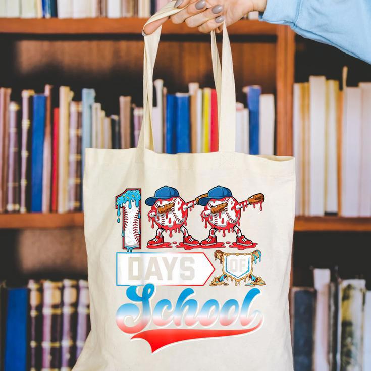 100 Days Of School Boys Baseball Drip 100th Day Dabbing Ball Canvas Tote Bag