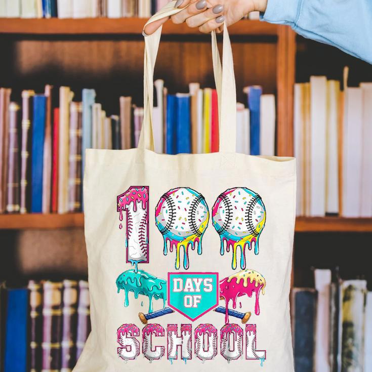 100 Days Of School Boys Kids 100th Day Of School Baseball Canvas Tote Bag
