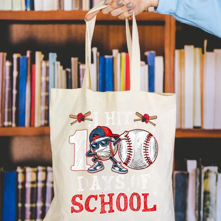 100 Days Of School Dabbing Baseball Hit Student Kids Boys Canvas Tote Bag
