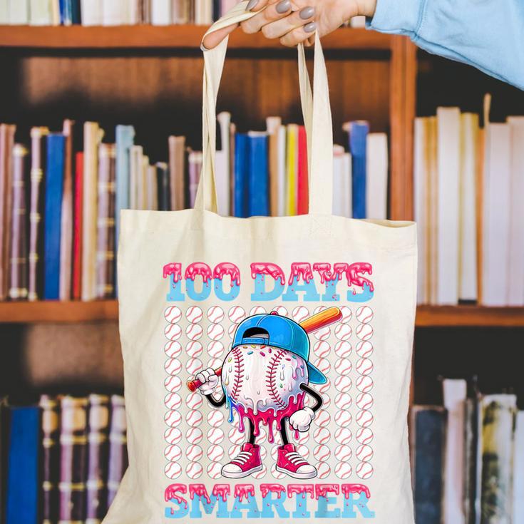 100 Days Smarter Baseball Drip Boys 100 Days Of School Kids Canvas Tote Bag 100 Days Smarter Baseball Drip Boys 100 Days Of School Kids Canvas Tote Bag