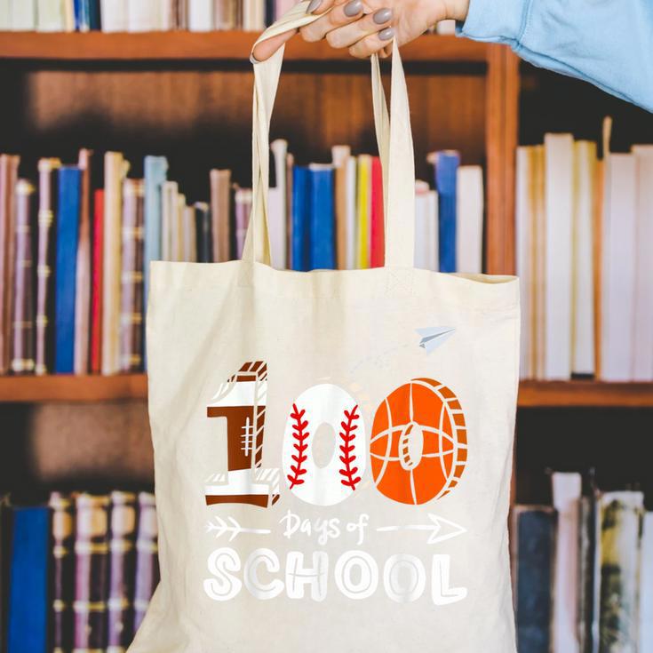 100th Day Of School Basketball Baseball Football Kids Boys Canvas Tote Bag 100th Day Of School Basketball Baseball Football Kids Boys Canvas Tote Bag