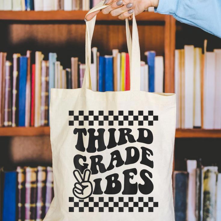 1st Day Of 3rd Grade Vibes Retro Girls Back To School Boys Canvas Tote Bag 1st Day Of 3rd Grade Vibes Retro Girls Back To School Boys Canvas Tote Bag
