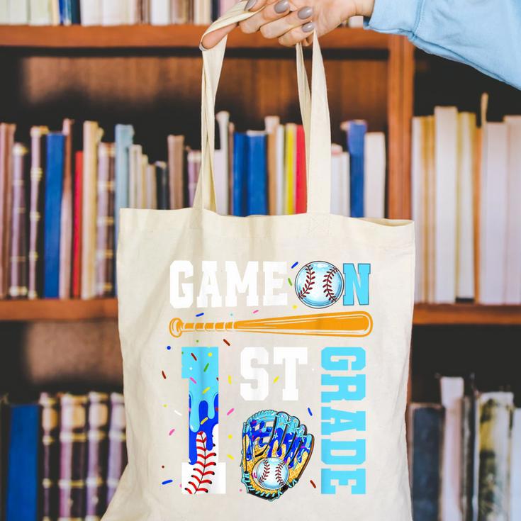 1st Grade Back To School Baseball Drip Ice Cream Game On Canvas Tote Bag